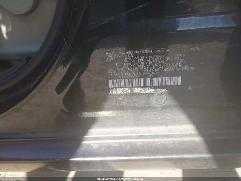 2010 Toyota Rav4 VIN: 2T3ZF4DV3AW023661 Lot: 43528934