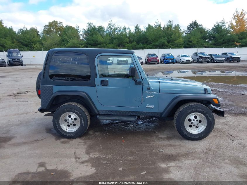 1998 Jeep Wrangler Sport VIN: 1J4FY19SXWP742221 Lot: 43529191