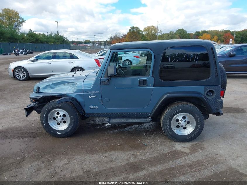 1998 Jeep Wrangler Sport VIN: 1J4FY19SXWP742221 Lot: 43529191