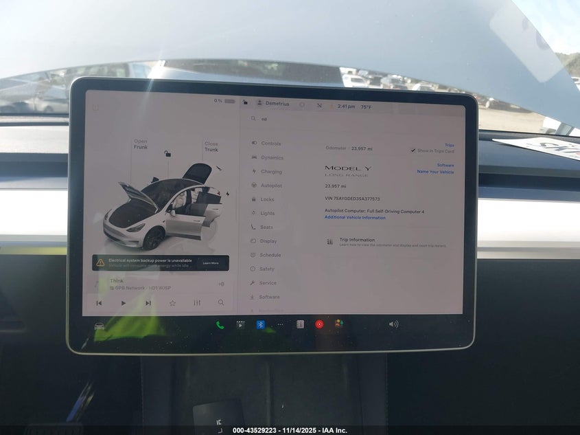 2025 Tesla Model Y Long Range Dual Motor Rear-Wheel Drive VIN: 7SAYGDED3SA377573 Lot: 43529223