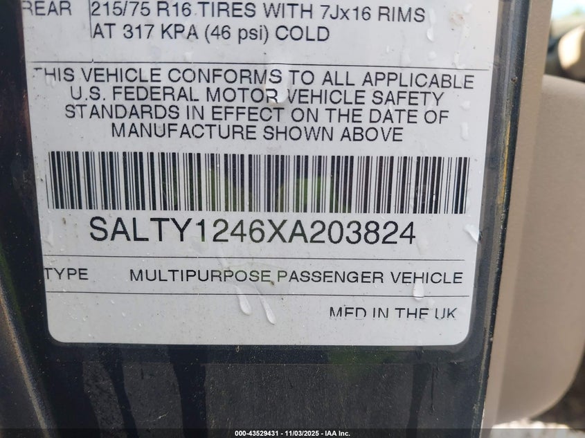 1999 Land Rover Discovery Series Ii VIN: SALTY1246XA203824 Lot: 43529431