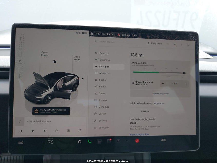 2025 Tesla Model 3 Long Range Rear-Wheel Drive/Standard VIN: 5YJ3E1EA7SF007389 Lot: 43529518