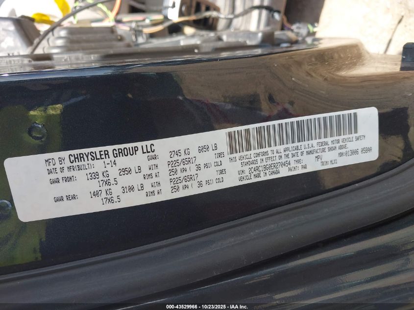 2014 Chrysler Town & Country Touring VIN: 2C4RC1BG0ER270454 Lot: 43529966