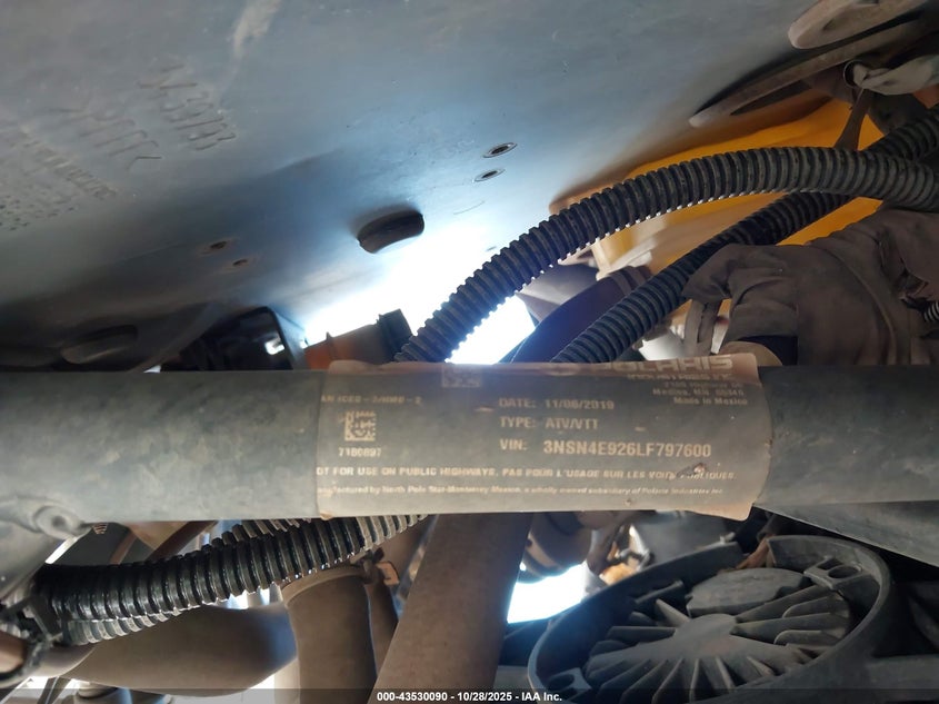 2020 Polaris Rzr Xp 4 Turbo VIN: 3NSN4E926LF797600 Lot: 43530090