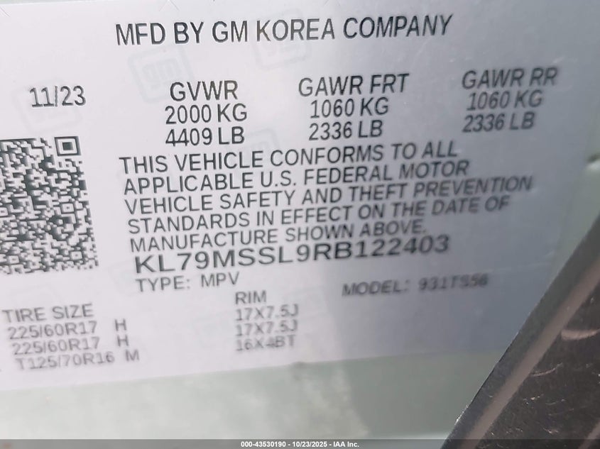 2024 CHEVROLET TRAILBLAZER AWD ACTIV KL79MSSL9RB122403