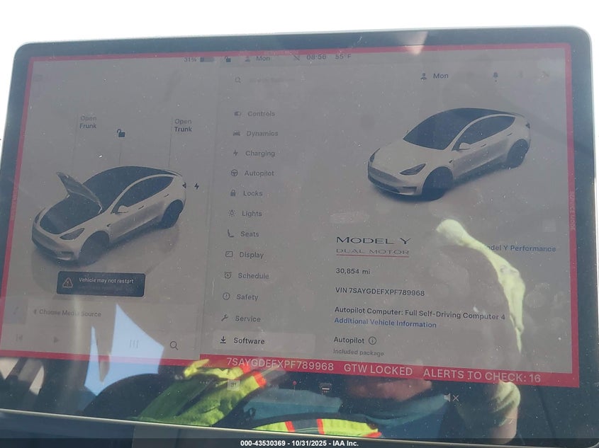 2023 Tesla Model Y Performance Dual Motor All-Wheel Drive VIN: 7SAYGDEFXPF789968 Lot: 43530369