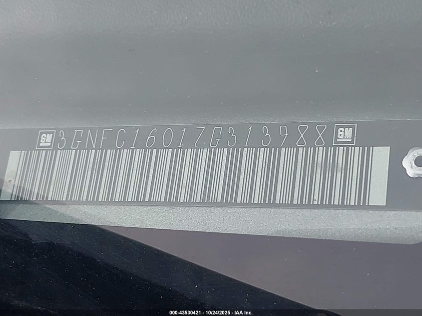 2007 Chevrolet Suburban 1500 Ltz VIN: 3GNFC16017G313988 Lot: 43530421