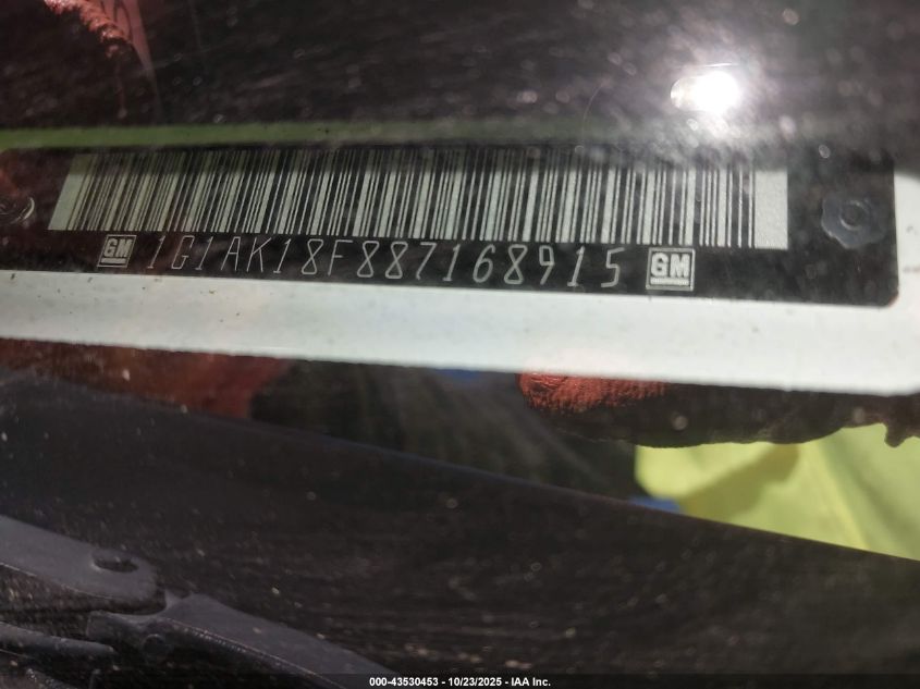 2008 Chevrolet Cobalt Ls VIN: 1G1AK18F887168915 Lot: 43530453