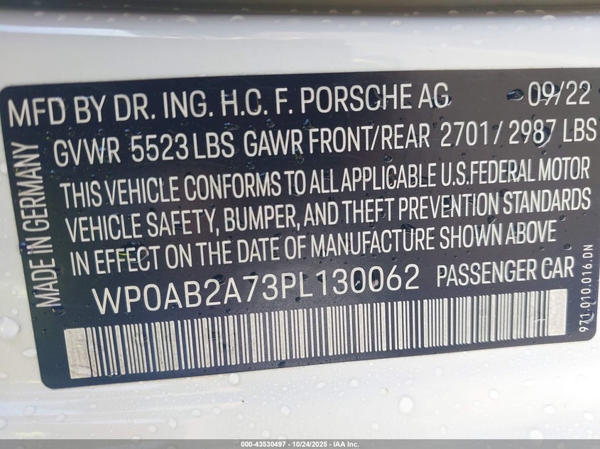 2023 PORSCHE PANAMERA 4S WP0AB2A73PL130062