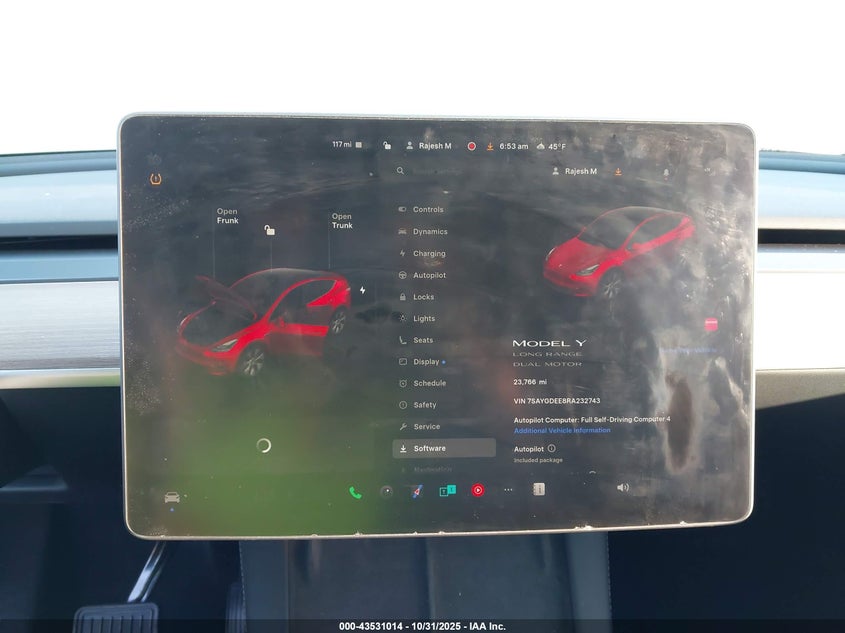 2024 Tesla Model Y Long Range Dual Motor All-Wheel Drive VIN: 7SAYGDEE8RA232743 Lot: 43531014