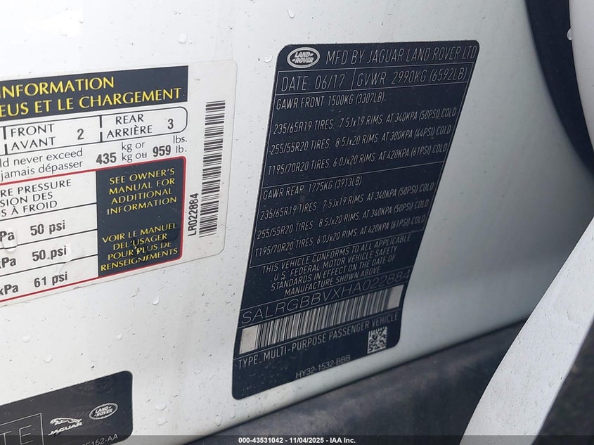 2017 LAND ROVER DISCOVERY SE - SALRGBBVXHA022884