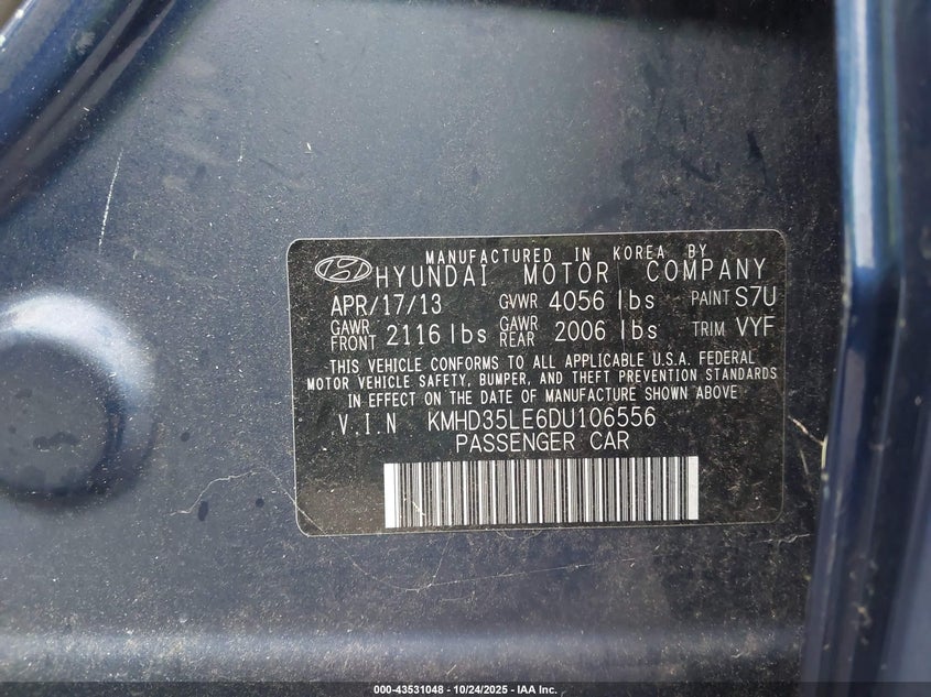 2013 HYUNDAI ELANTRA GT KMHD35LE6DU106556