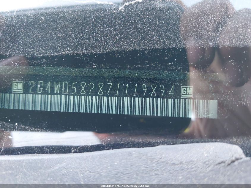 2007 Buick Lacrosse Cxl VIN: 2G4WD582871119894 Lot: 43531575