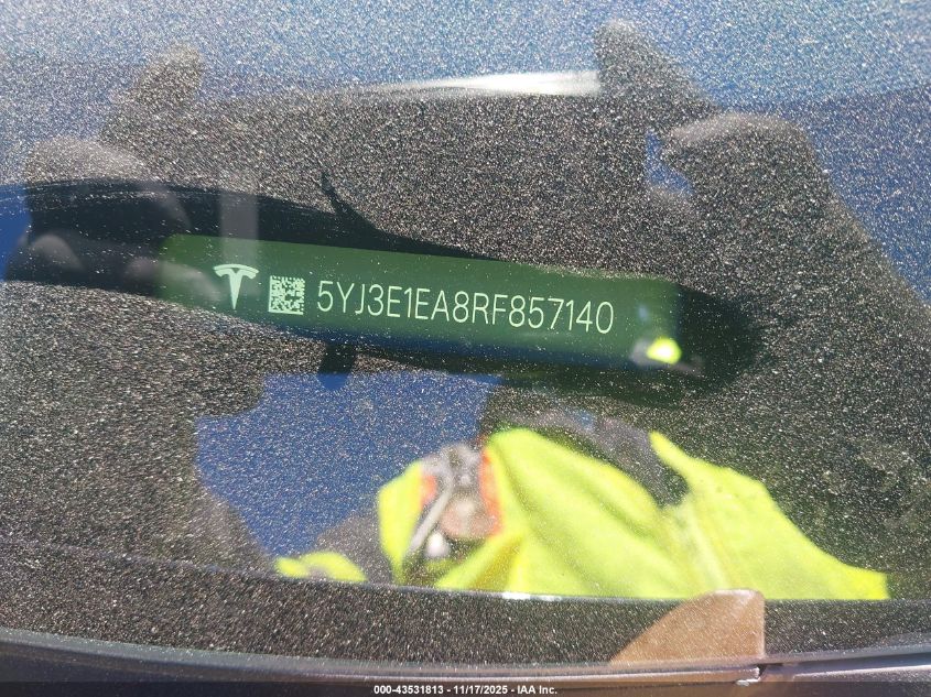 2024 Tesla Model 3 Long Range Dual Motor All-Wheel Drive/Rear-Wheel Drive VIN: 5YJ3E1EA8RF857140 Lot: 43531813