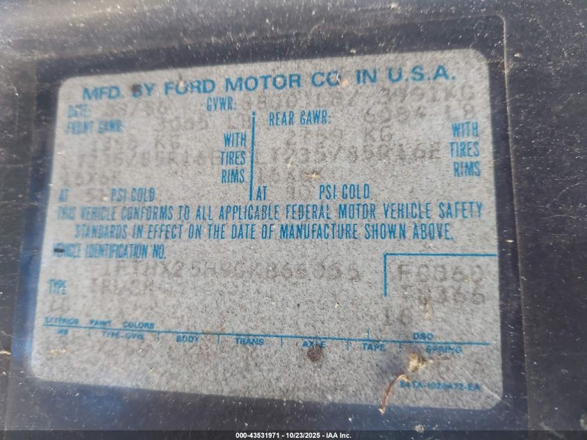 1986 Ford F250 VIN: 1FTHX25H9GKB66055 Lot: 43531971