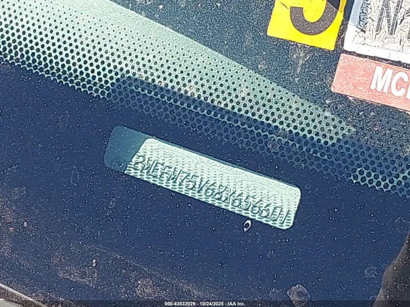 2008 Mercury Grand Marquis Ls VIN: 2MEFM75V68X656601 Lot: 43532029