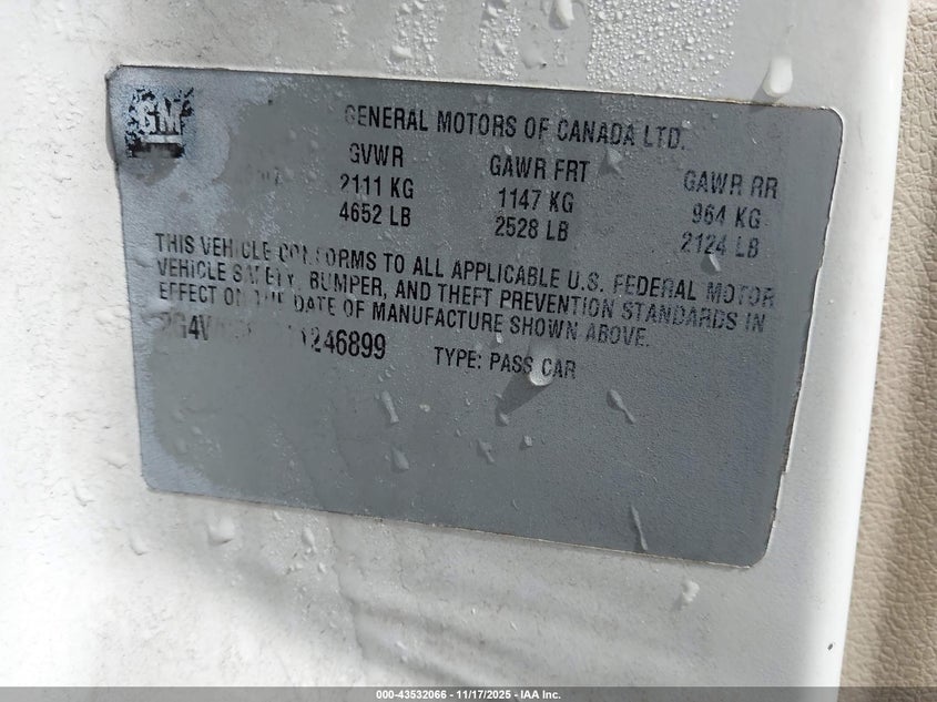 2007 Buick Lacrosse Cx VIN: 2G4WC582271246899 Lot: 43532066