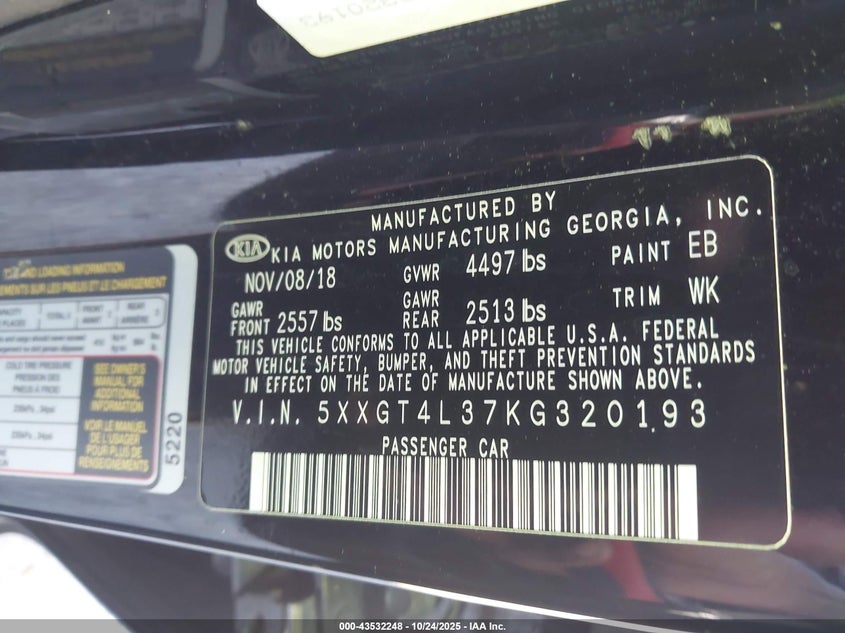 2019 KIA OPTIMA LX 5XXGT4L37KG320193