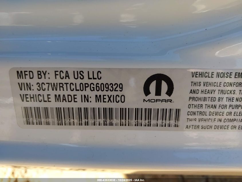 2023 Ram 3500 Chassis Tradesman/Slt/Laramie/Limited VIN: 3C7WRTCL0PG609329 Lot: 43533038