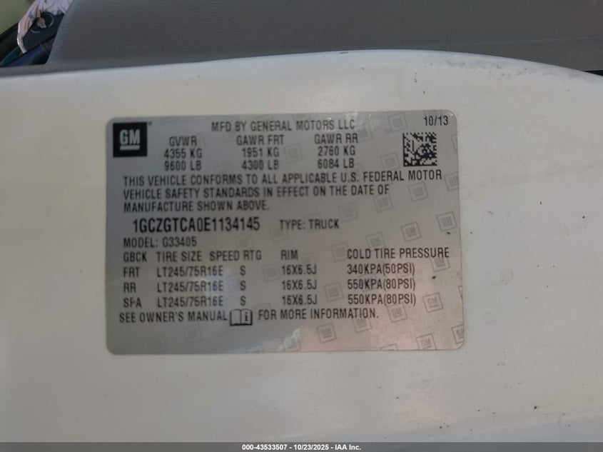 2014 CHEVROLET EXPRESS 3500 WORK VAN 1GCZGTCA0E1134145