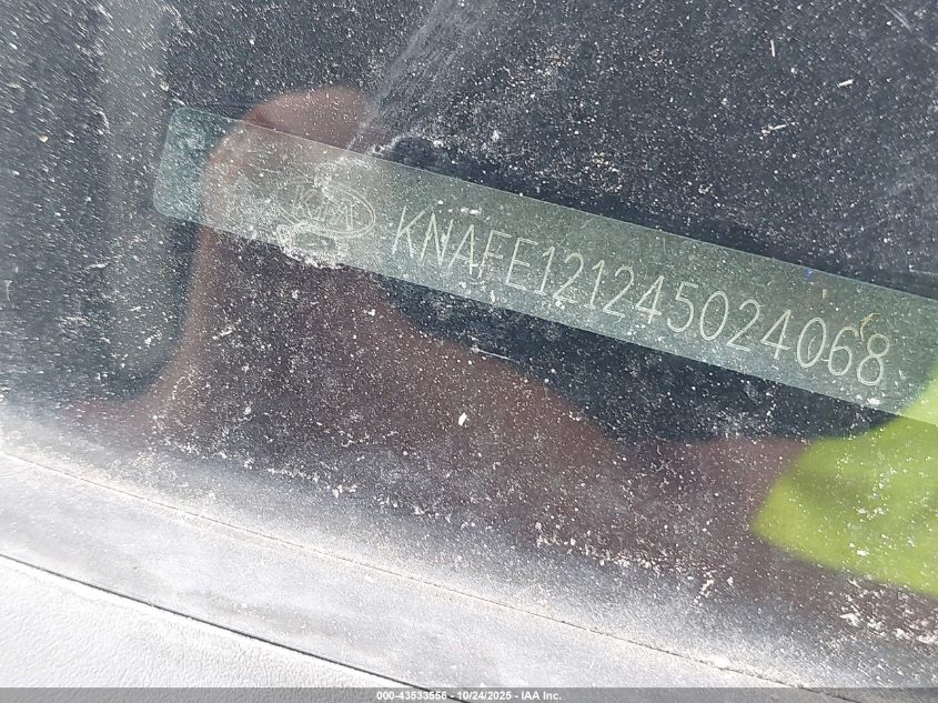 2004 Kia Spectra Ex/Lx VIN: KNAFE121245024068 Lot: 43533556