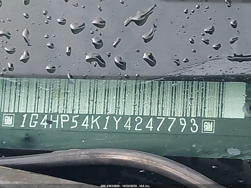 2000 Buick Lesabre Custom VIN: 1G4HP54K1Y4247793 Lot: 43533688