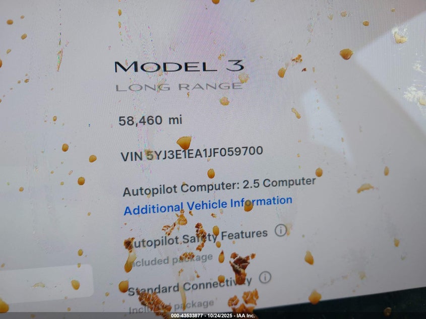 2018 Tesla Model 3 Long Range/Mid Range VIN: 5YJ3E1EA1JF059700 Lot: 43533877