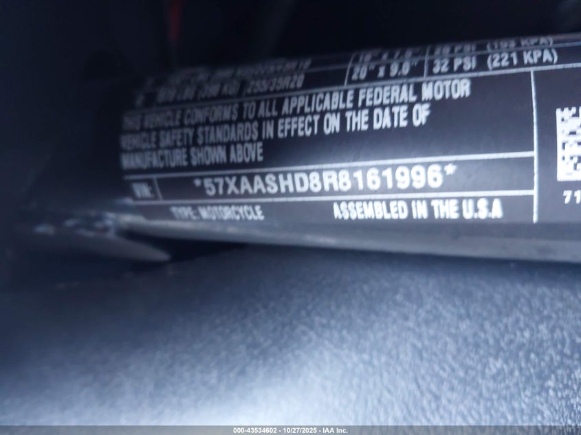 2024 Polaris Slingshot S VIN: 57XAASHD8R8161996 Lot: 43534602