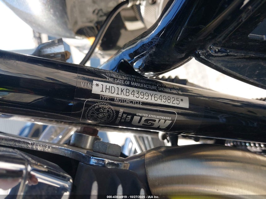 2009 Harley-Davidson Flhx VIN: 1HD1KB4399Y649825 Lot: 43534919