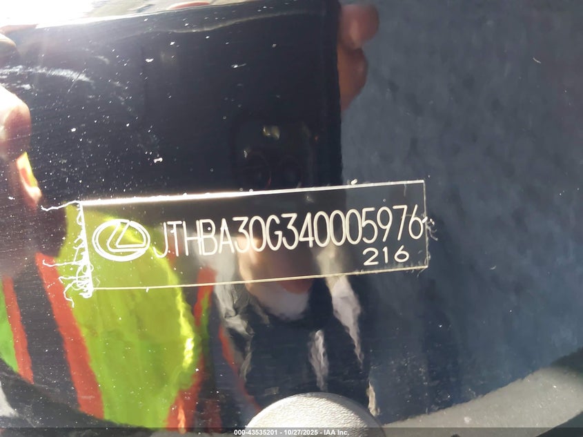 JTHBA30G340005976 2004 LEXUS ES photo no. 9