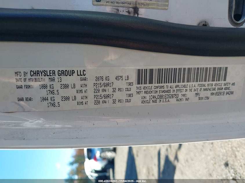 2014 JEEP COMPASS SPORT - 1C4NJDBB1ED528753