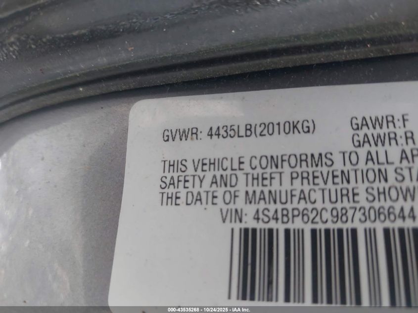 2008 Subaru Outback 2.5I Limited/2.5I Limited L.l. Bean Edition VIN: 4S4BP62C987306644 Lot: 43535268