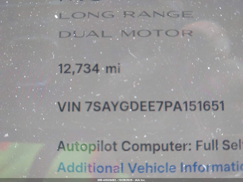 2023 Tesla Model Y Awd/Long Range Dual Motor All-Wheel Drive VIN: 7SAYGDEE7PA151651 Lot: 43535493