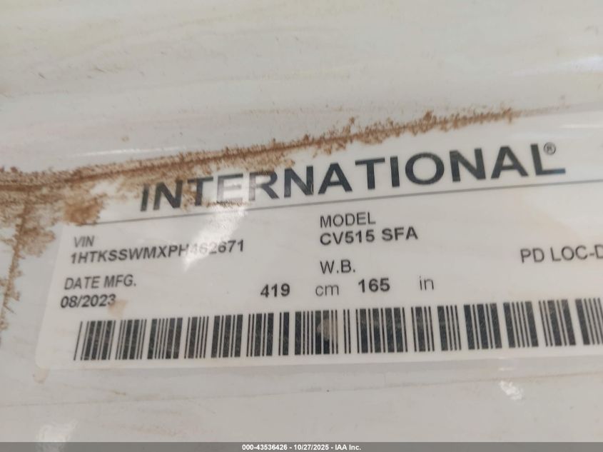 2023 International Cv515 VIN: 1HTKSSWM3PH462671 Lot: 43536426