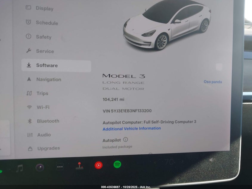 2022 Tesla Model 3 Long Range Dual Motor All-Wheel Drive VIN: 5YJ3E1EB3NF133200 Lot: 43536697