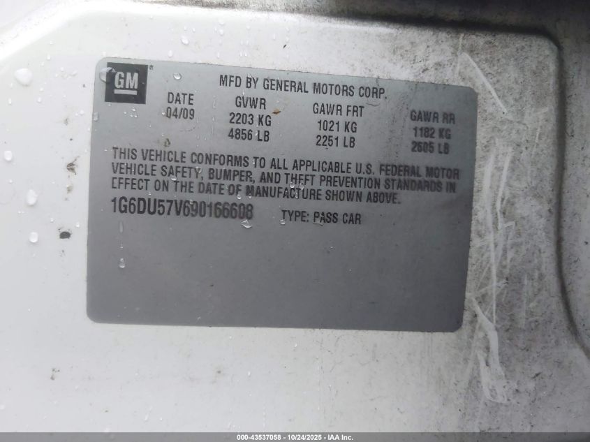 2009 Cadillac Cts Standard VIN: 1G6DU57V690166608 Lot: 43537058