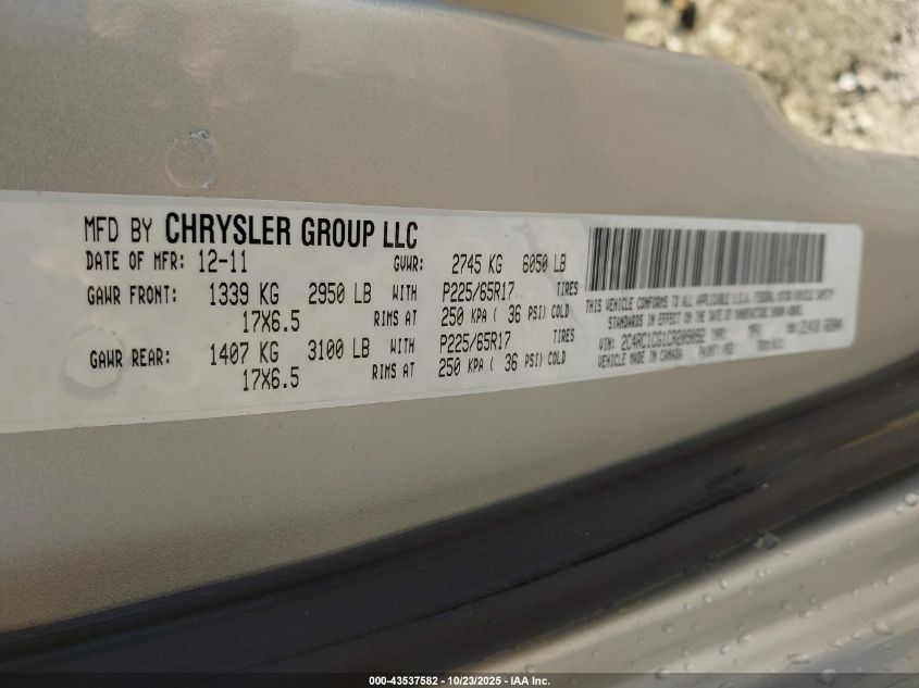 2012 Chrysler Town & Country Touring-L VIN: 2C4RC1CG1CR209092 Lot: 43537582