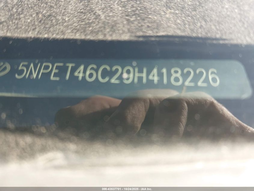 2009 Hyundai Sonata Gls VIN: 5NPET46C29H418226 Lot: 43537701