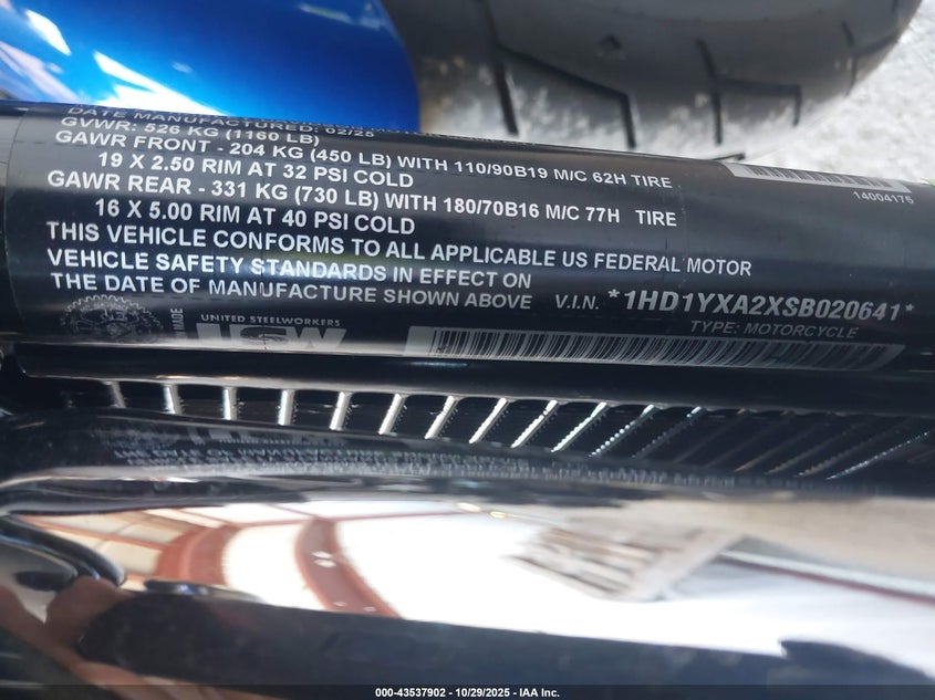 2025 Harley-Davidson Fxlrst VIN: 1HD1YXA2XSB020641 Lot: 43537902