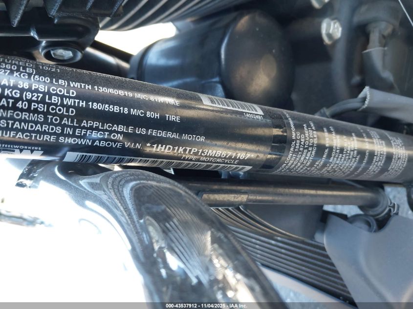 2021 Harley-Davidson Fltrxs VIN: 1HD1KTP13MB671167 Lot: 43537912