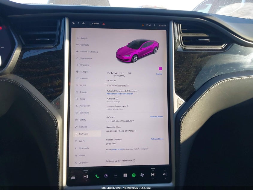 2018 Tesla Model S VIN: 5YJSA1E20JF275232 Lot: 43537920