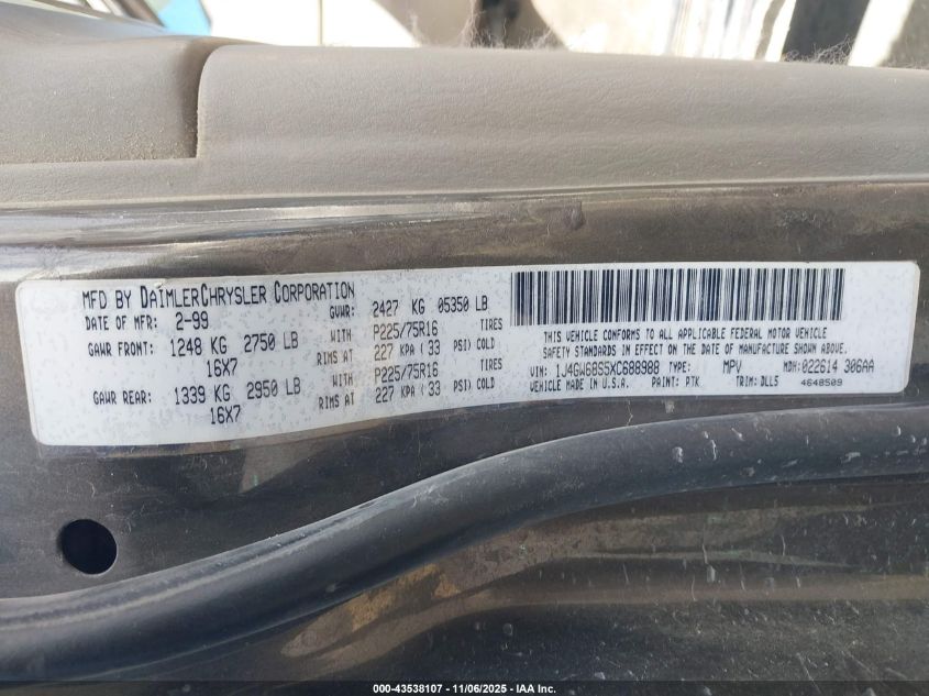 1999 Jeep Grand Cherokee Limited VIN: 1J4GW68S5XC688988 Lot: 43538107