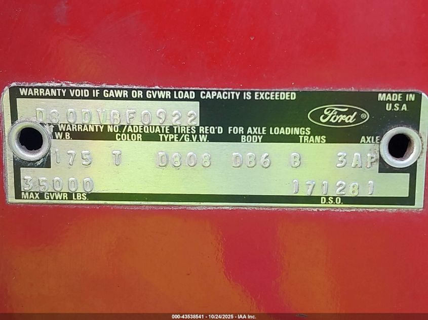 D80DVBF0922 1978 FORD  photo no. 8