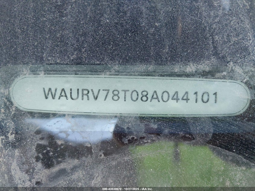 2008 Audi S5 4.2L VIN: WAURV78T08A044101 Lot: 43538670