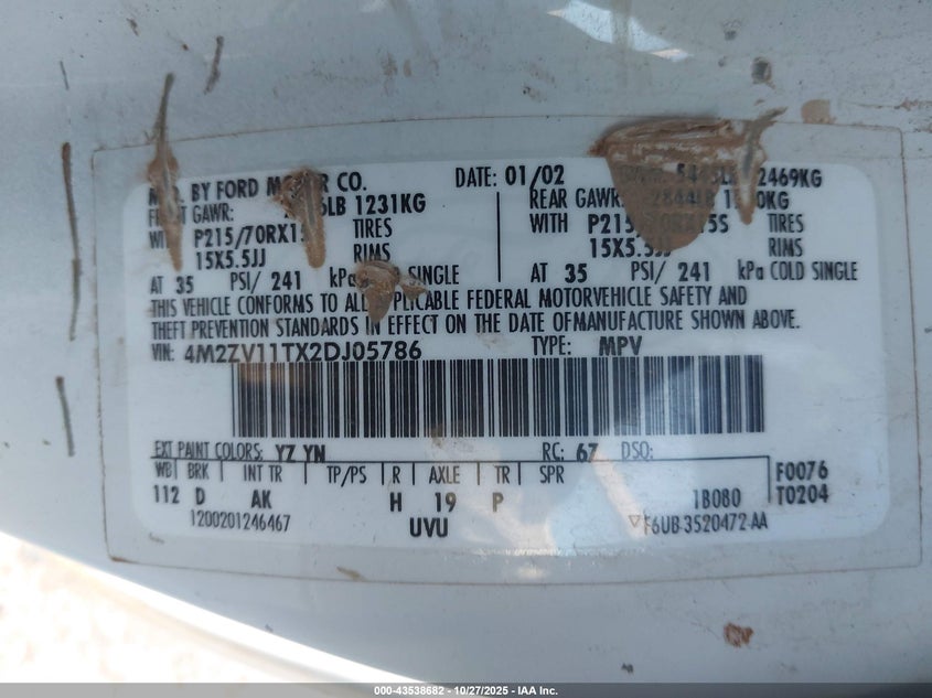 4M2ZV11TX2DJ05786 2002 MERCURY VILLAGER photo no. 9