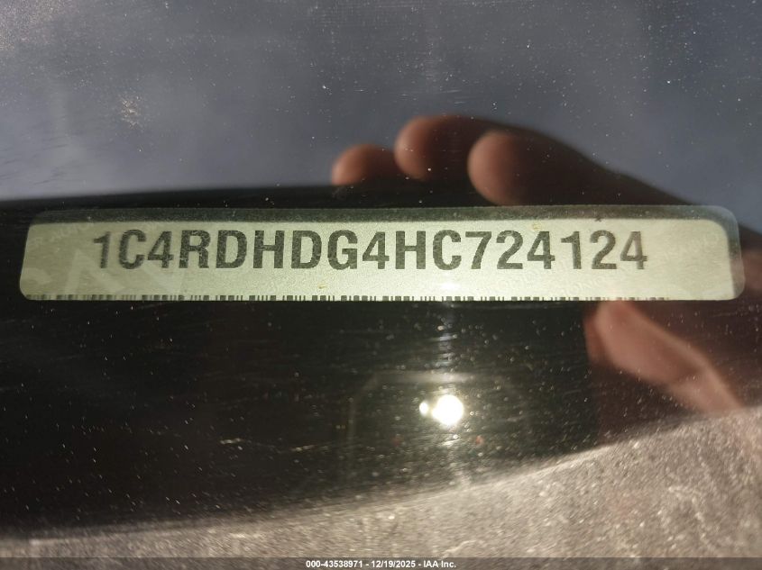 2017 Dodge Durango Gt Rwd VIN: 1C4RDHDG4HC724124 Lot: 43538971