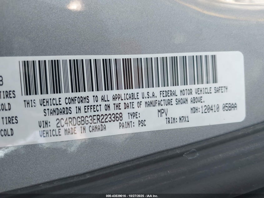 2014 Dodge Grand Caravan Se 30Th Anniversary VIN: 2C4RDGBG3ER223368 Lot: 43539016