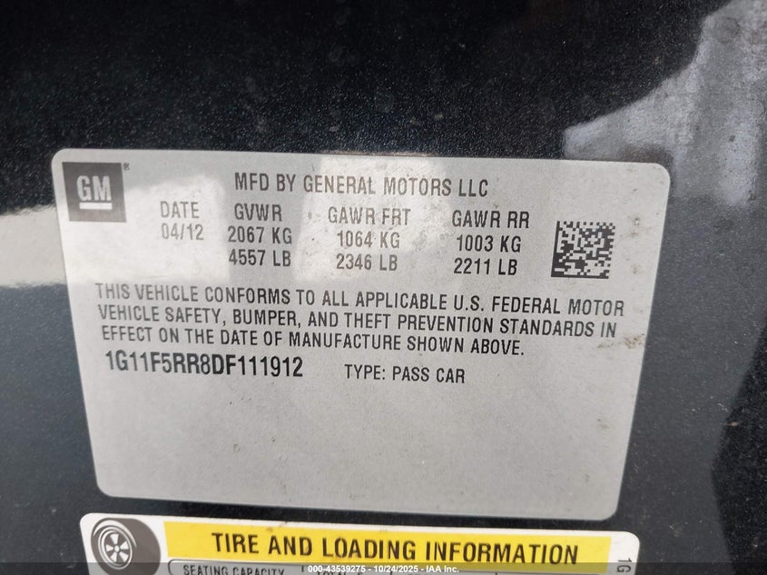 2013 CHEVROLET MALIBU ECO PREMIUM AUDIO - 1G11F5RR8DF111912