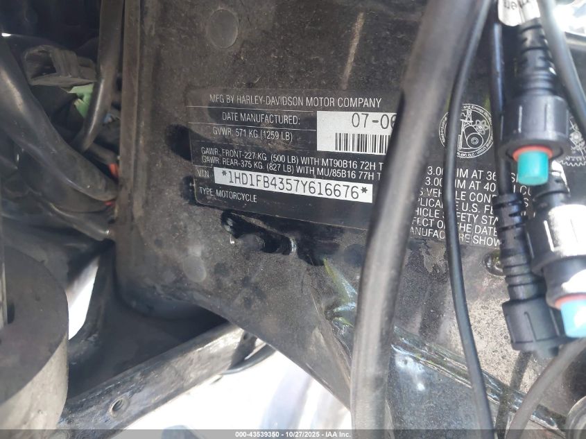 2007 Harley-Davidson Flhr VIN: 1HD1FB4357Y616676 Lot: 43539350