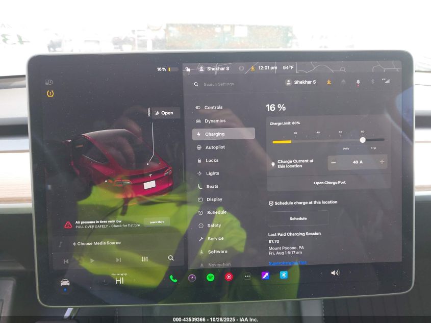 2025 Tesla Model Y Long Range Dual Motor All-Wheel Drive VIN: 7SAYGDEE0SF287051 Lot: 43539366